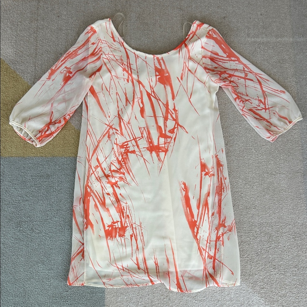 Peach Love California Cream and Orangey Red Dress